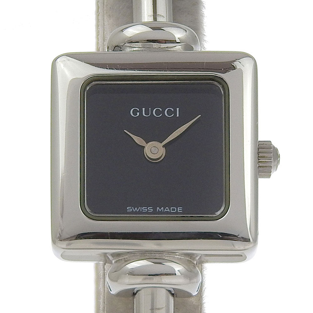 GUCCI Watches Quartz 1900L Stainless Steel Silver black dial Women