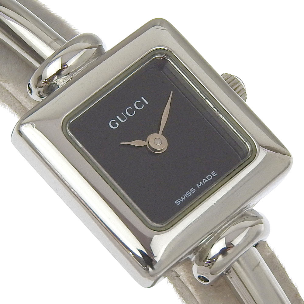GUCCI Watches Quartz 1900L Stainless Steel Silver black dial Women