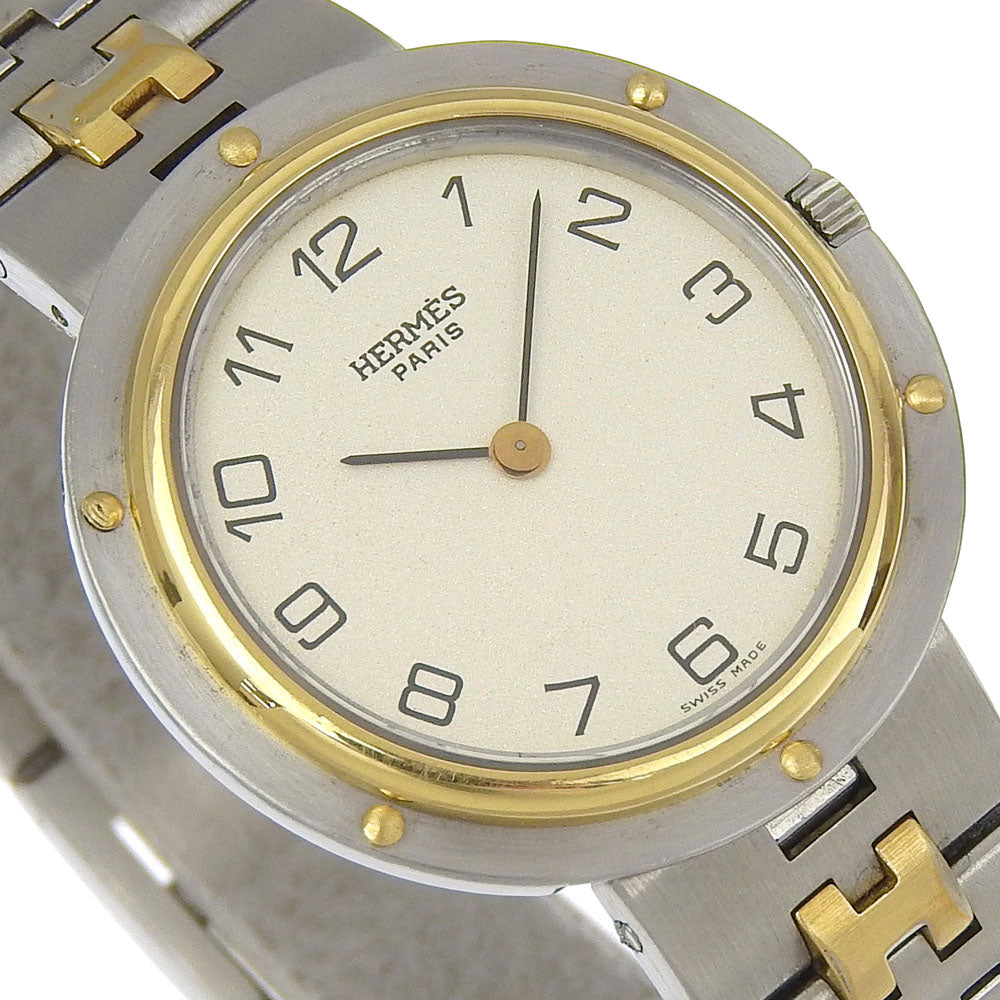 HERMES Watches Quartz Stainless Steel , Plated Gold Silver profile Ivory dial Women