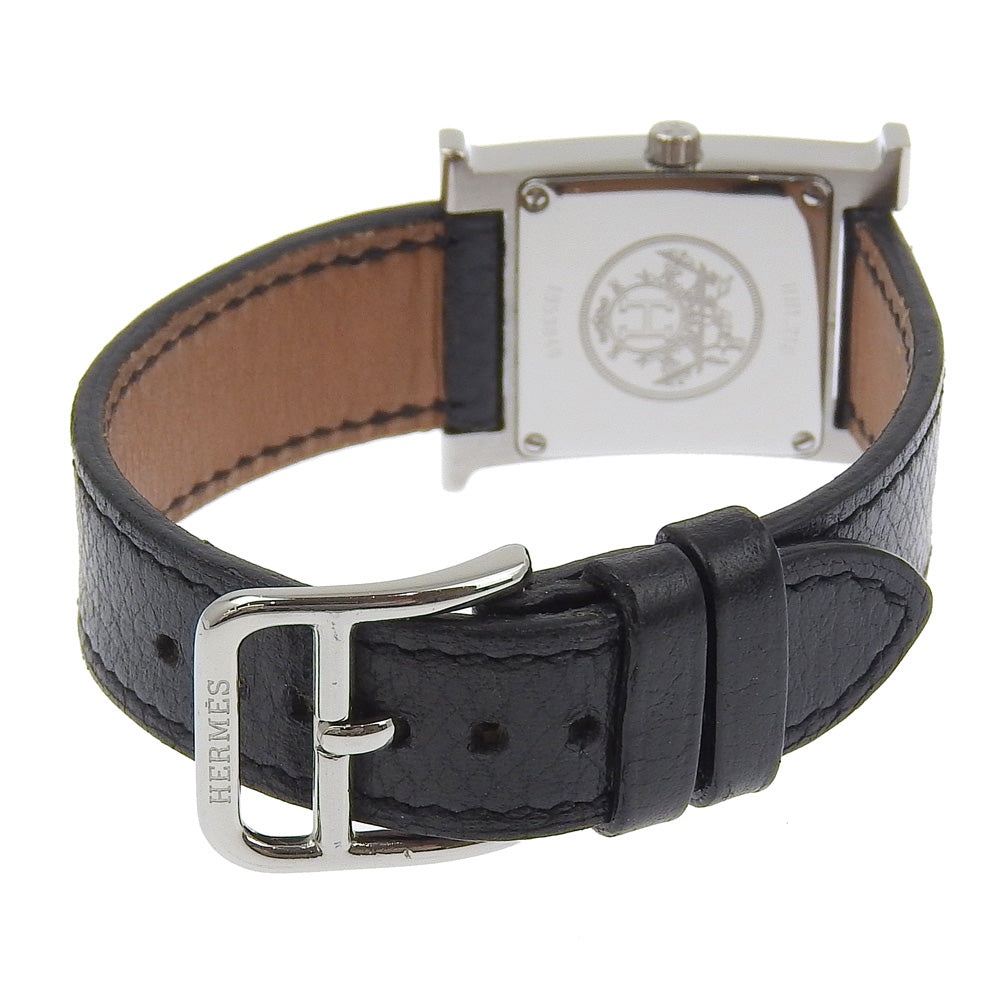 HERMES Watches Quartz HH1.210 Stainless Steel , Embossed Leather Silver black dial Women