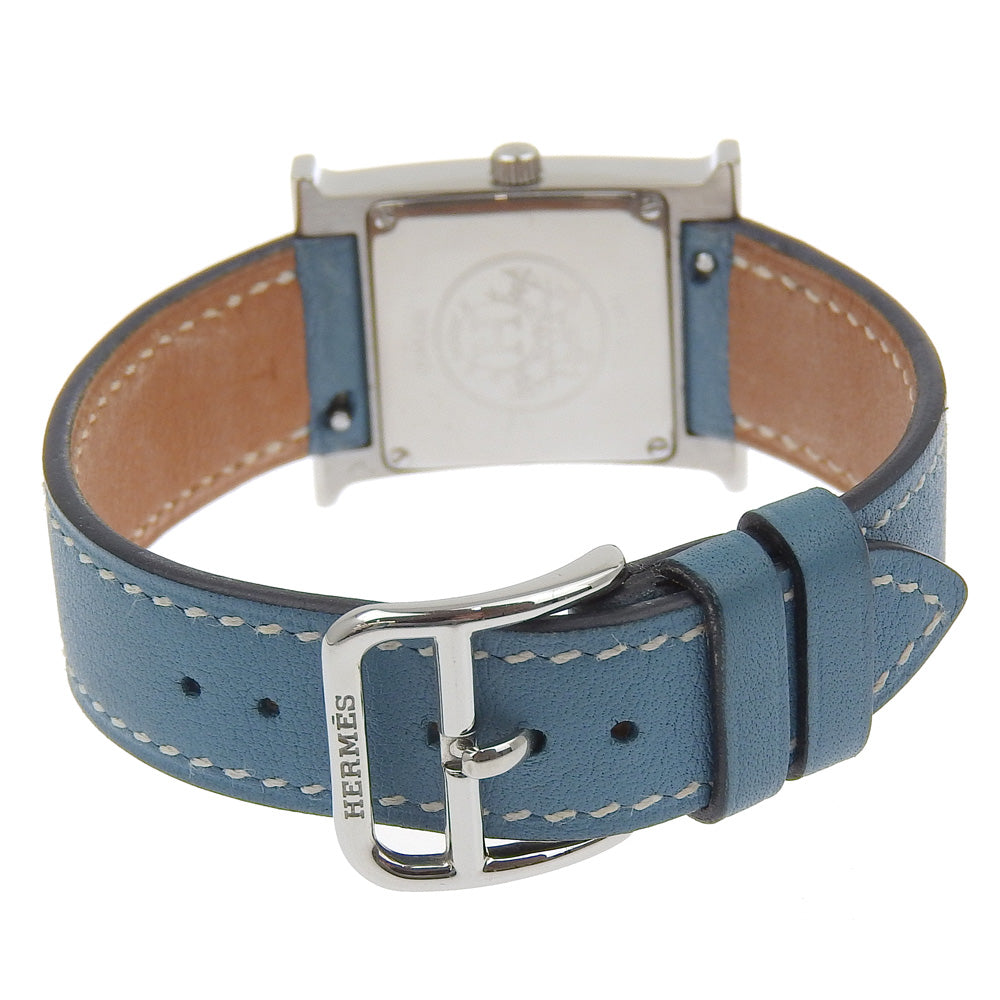HERMES Watches Quartz HH1.210 Stainless Steel , Leather Silver H watch Blue gene dial