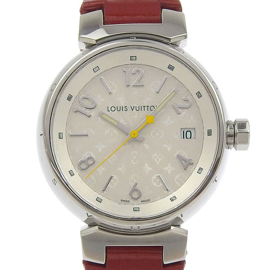 LOUIS VUITTON Watches Quartz Q1313 Stainless Steel, Monogram Vernis Silver Date Tambour Hologram Silver dial Women