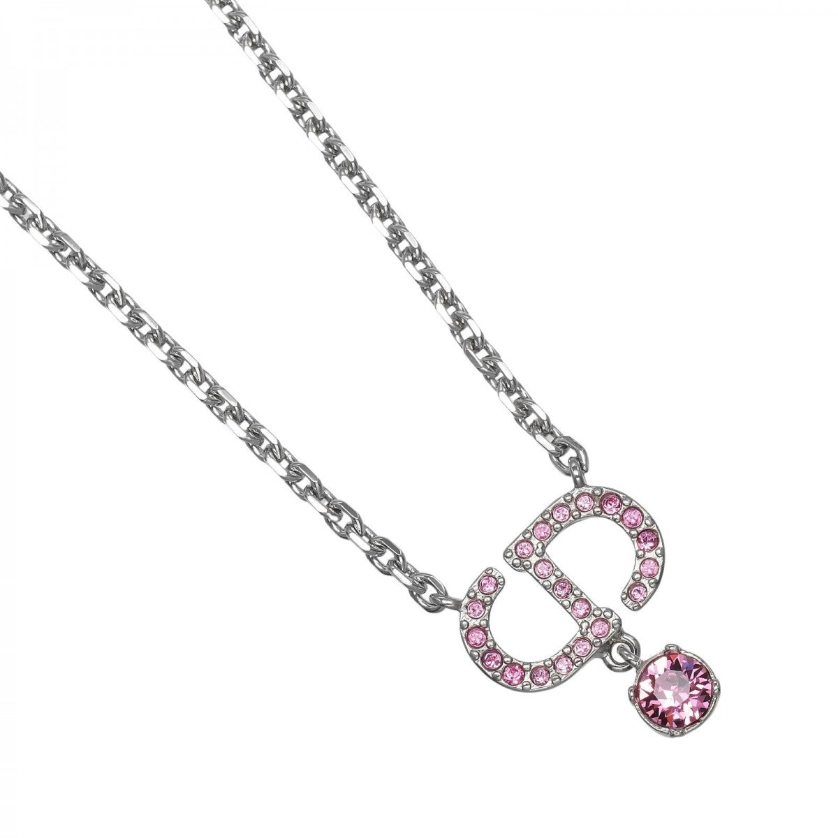 Christian Dior Necklace Rhinestones, Metal Silver Petit CD