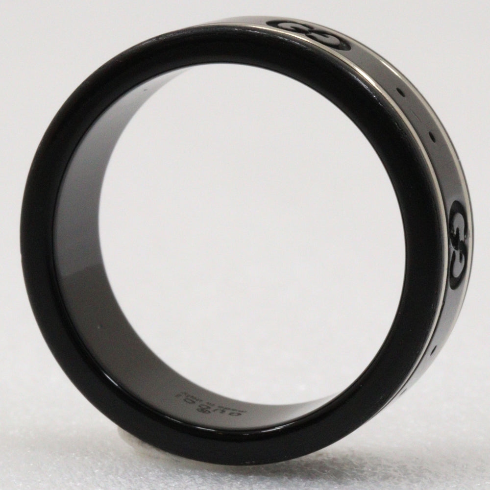 GUCCI Ring K18 White Gold, Corundum black Icon thin band unisex(Unisex) 15