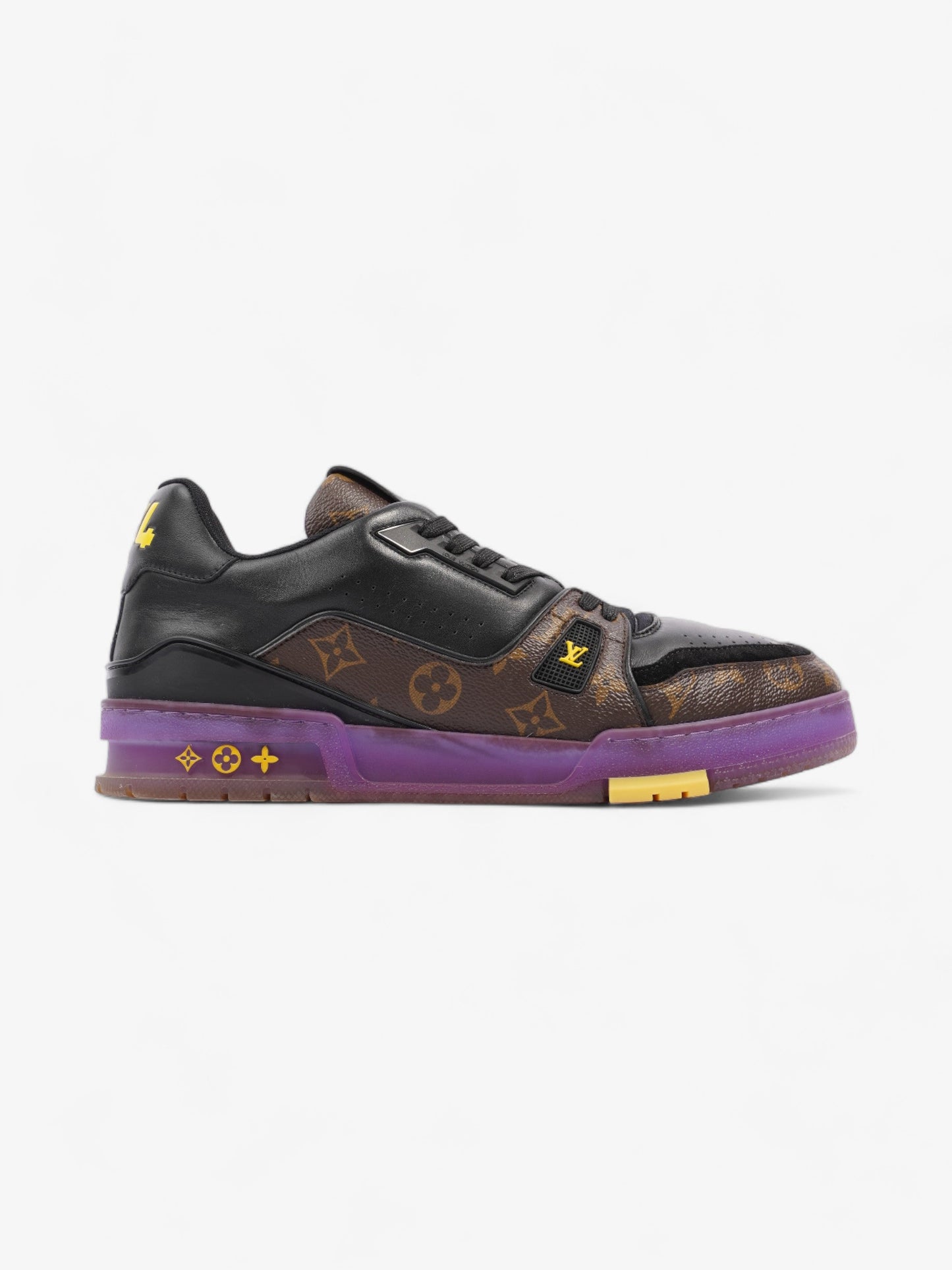 Louis Vuitton LV Low Top Sneakers Black / Monogram / Purple Leather EU 43 UK 9