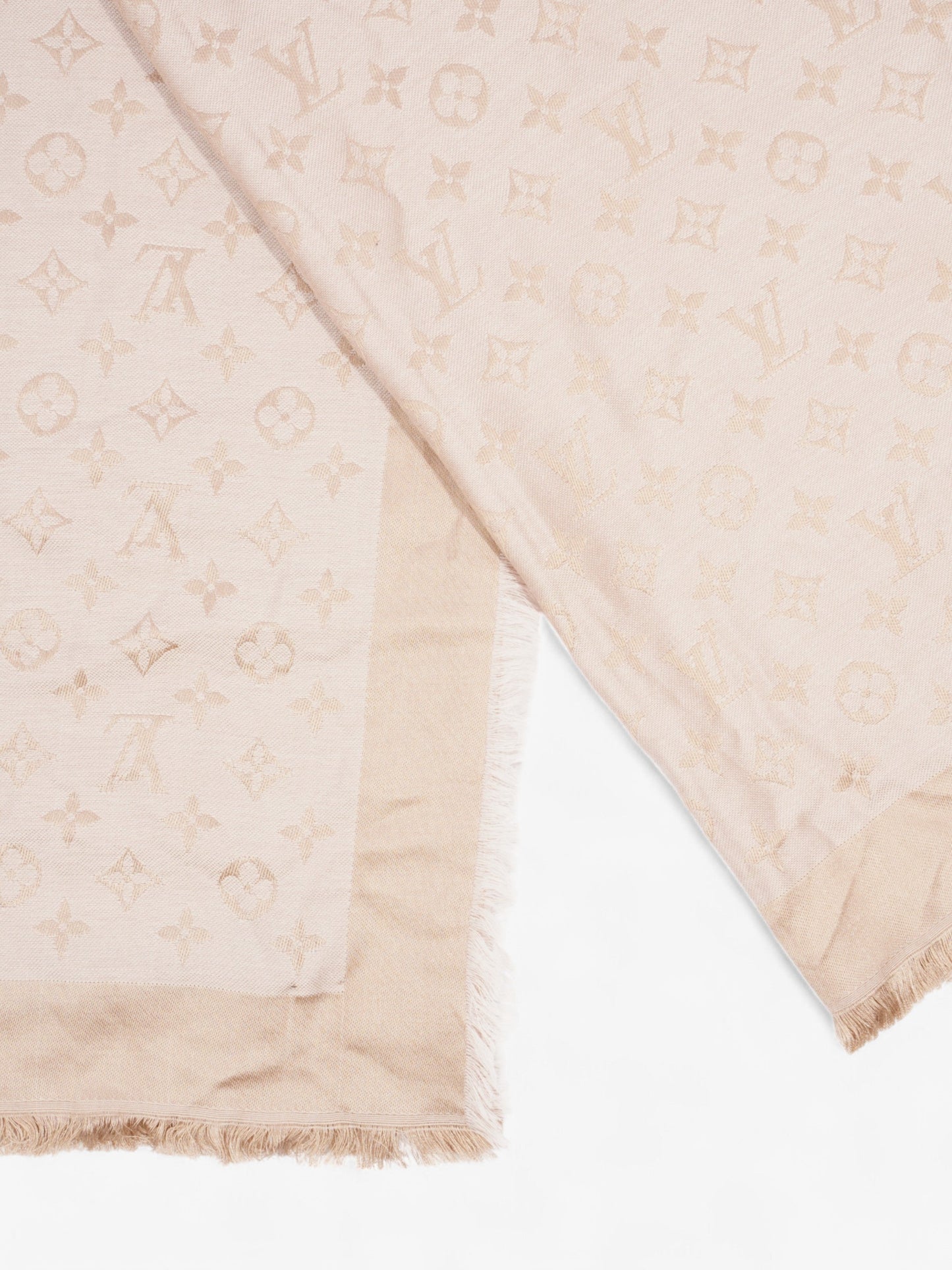 Louis Vuitton Monogram Shawl Beige Silk 139cm x 139cm