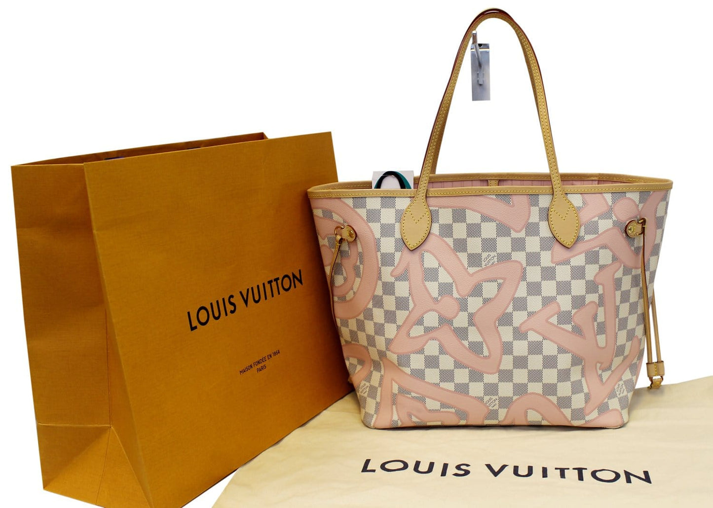 LOUIS VUITTON Damier Azur Tahitienne Neverfull MM Tote Bag