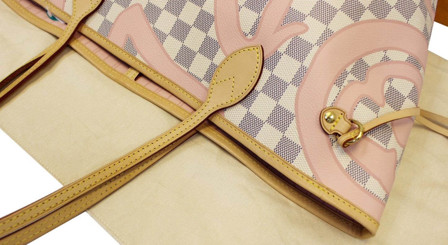 LOUIS VUITTON Damier Azur Tahitienne Neverfull MM Tote Bag