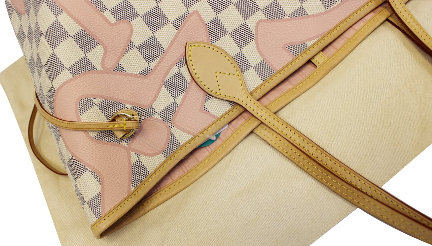 LOUIS VUITTON Damier Azur Tahitienne Neverfull MM Tote Bag