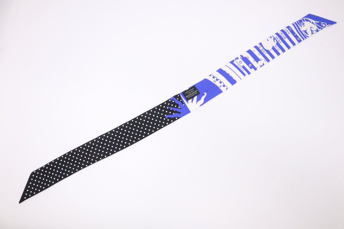 Hermes "Astrologie a Pois" Twilly in Blue & Black Silk
