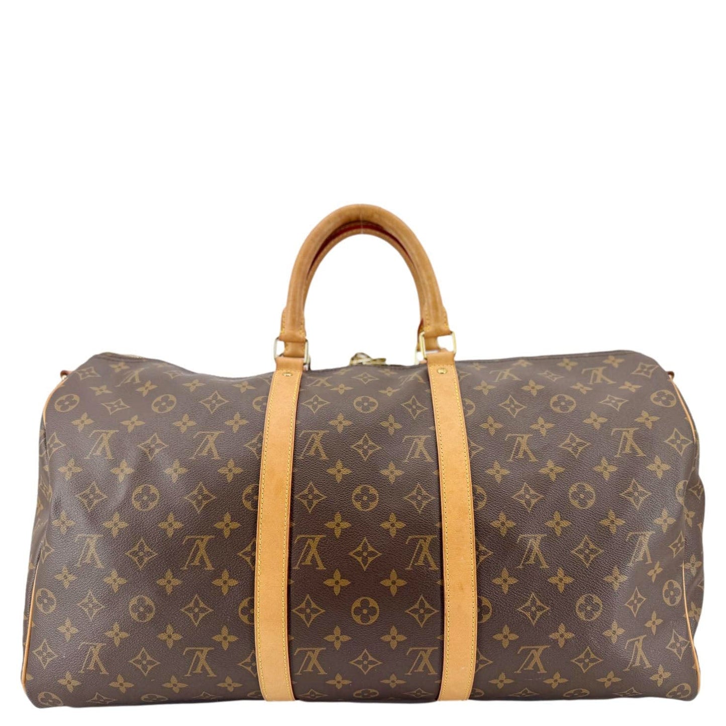 LOUIS VUITTON Keepall 50 Bandouliere Monogram Canvas Travel Bag Brown