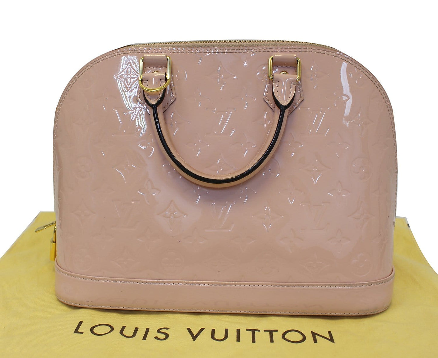 LOUIS VUITTON Vernis Leather Alma PM Rose Ballerine Satchel Bag