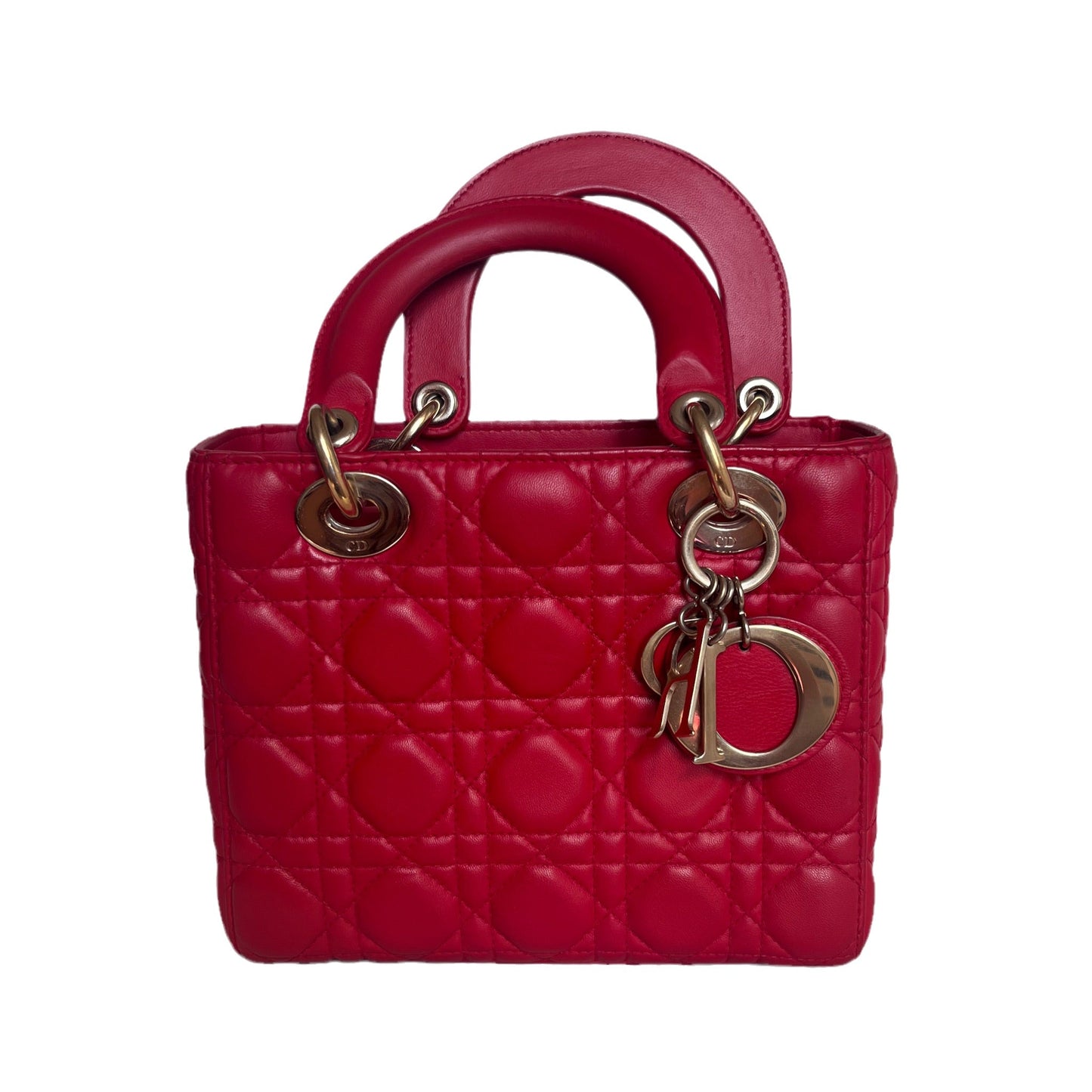 Lady Dior Small My Abcdior Red Lambskin Cannage Leather