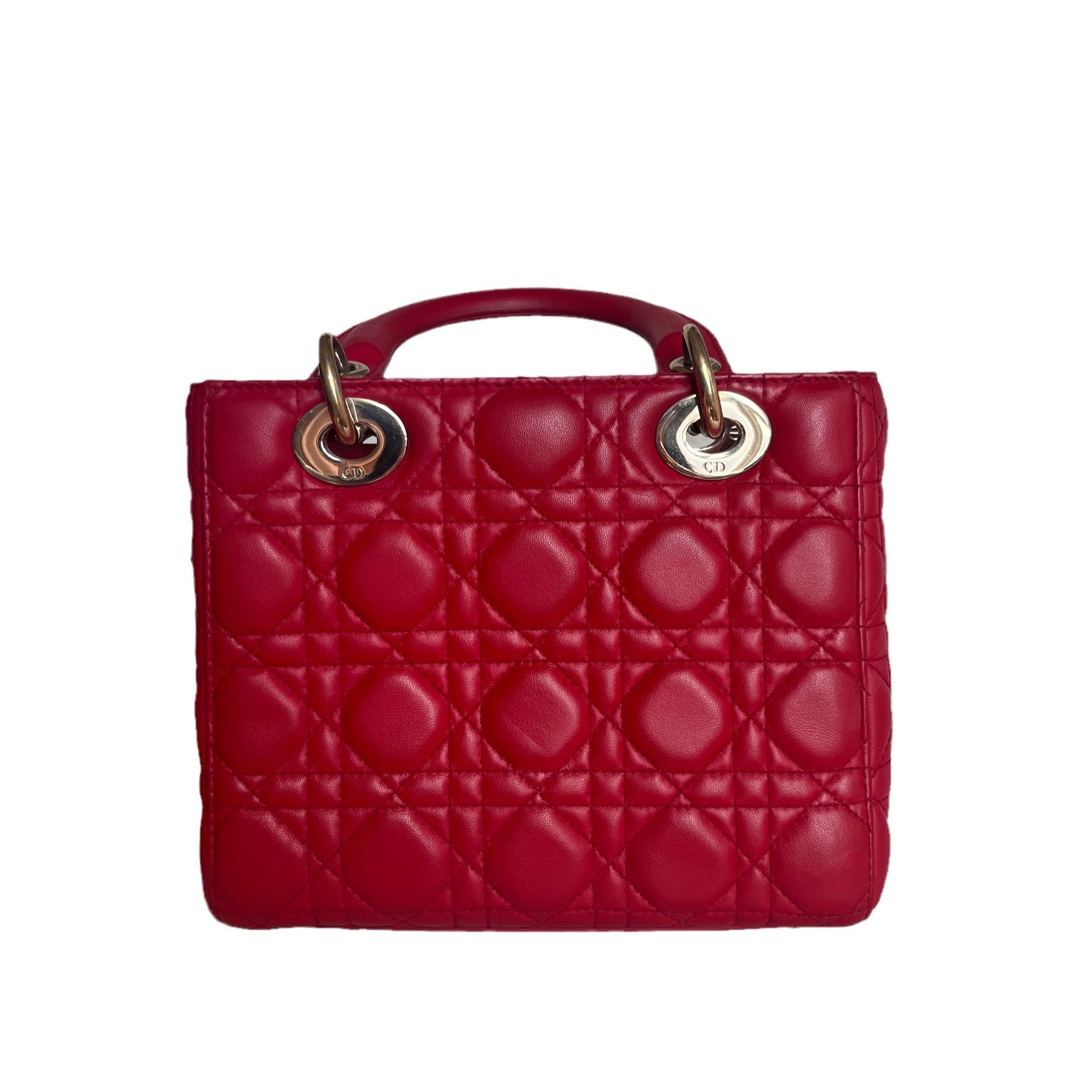Lady Dior Small My Abcdior Red Lambskin Cannage Leather