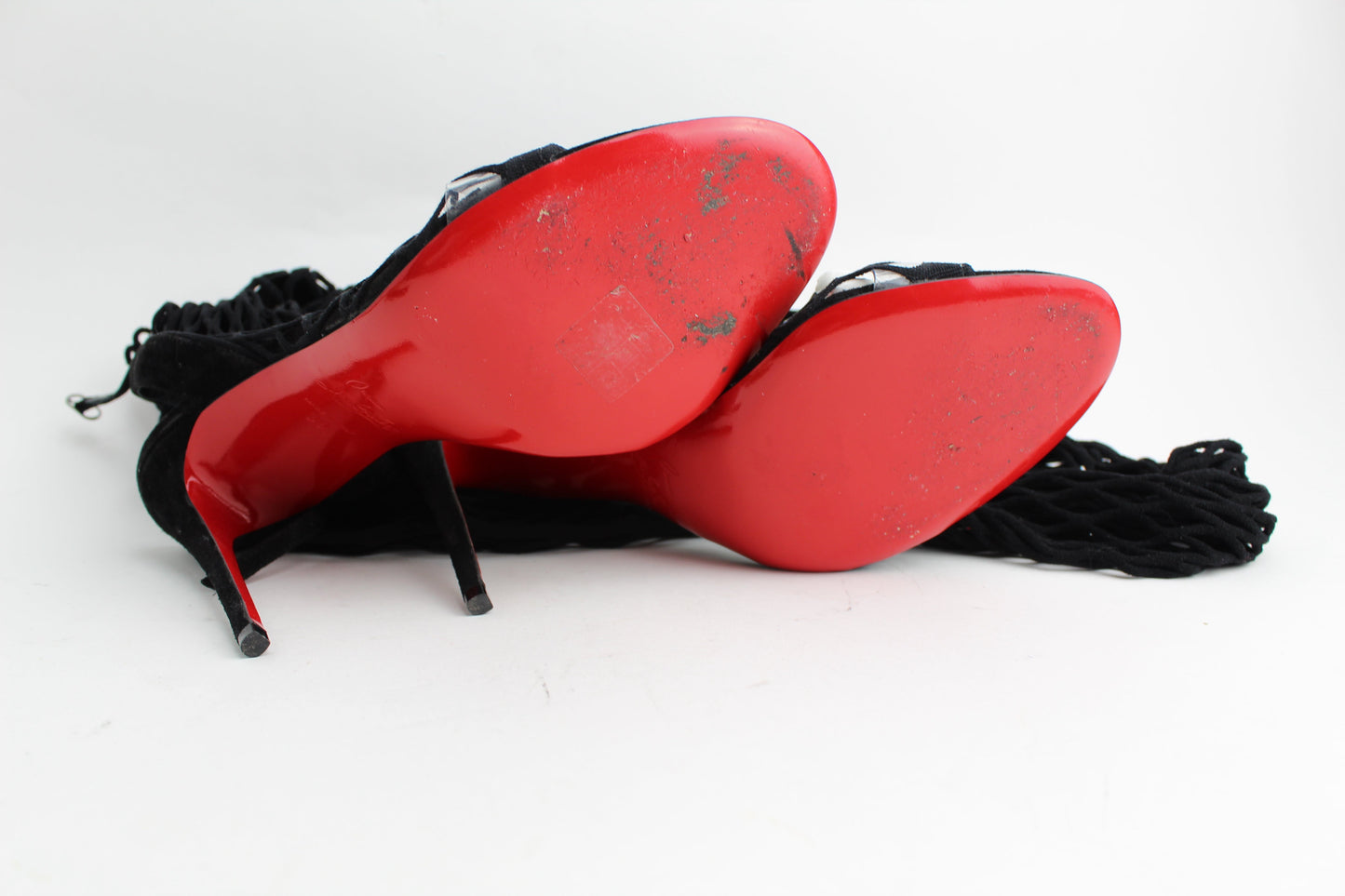 CHRISTIAN LOUBOUTIN ZOOM 100 MM MESH TIGHTS SANDALS.