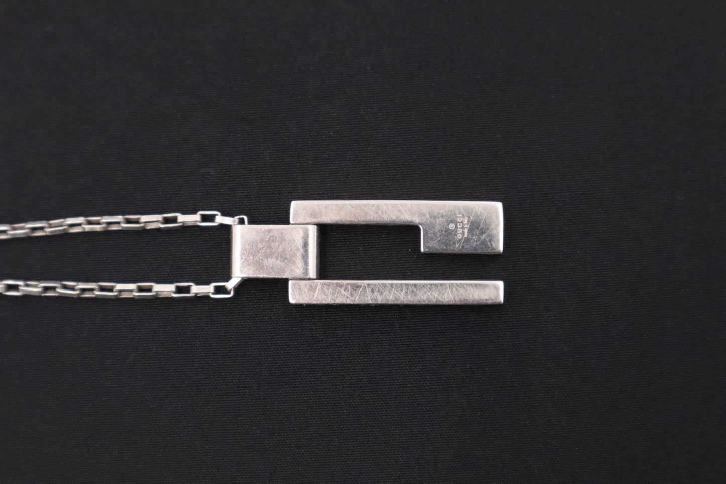 Gucci Plate "G" Necklace in Sterling Silver