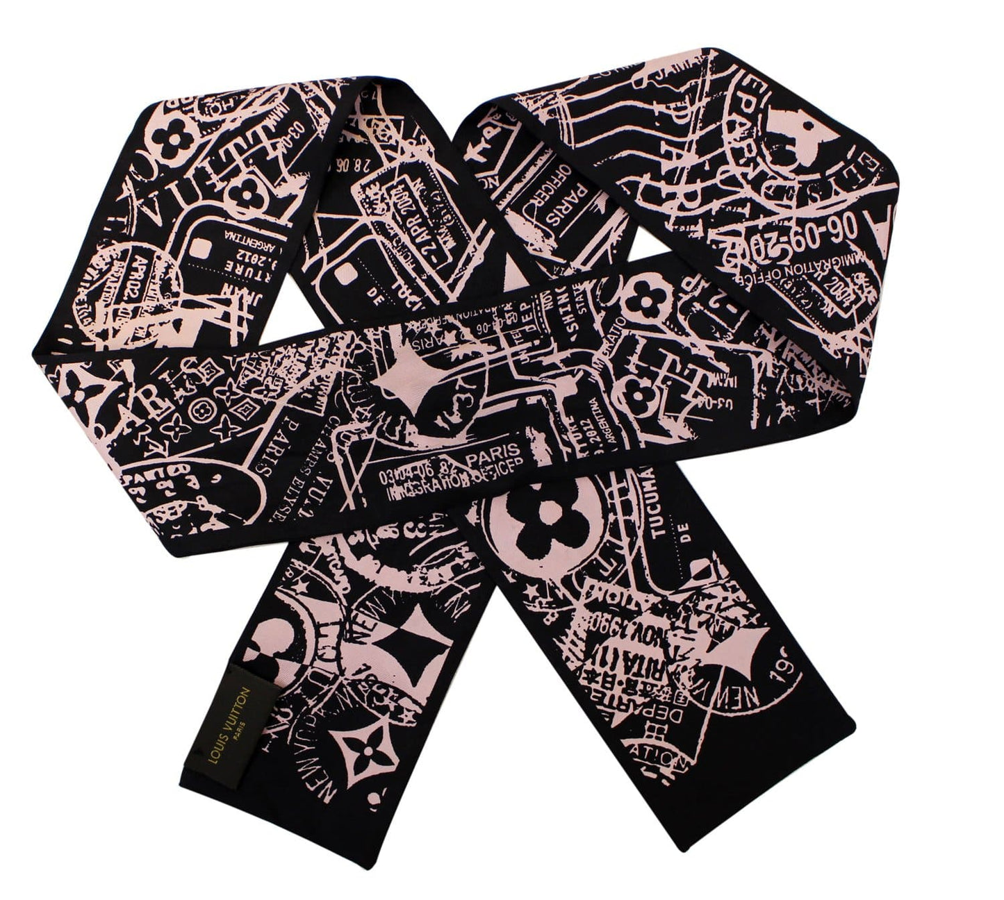 LOUIS VUITTON Black/Pink Printed Silk Bandeau Scarf