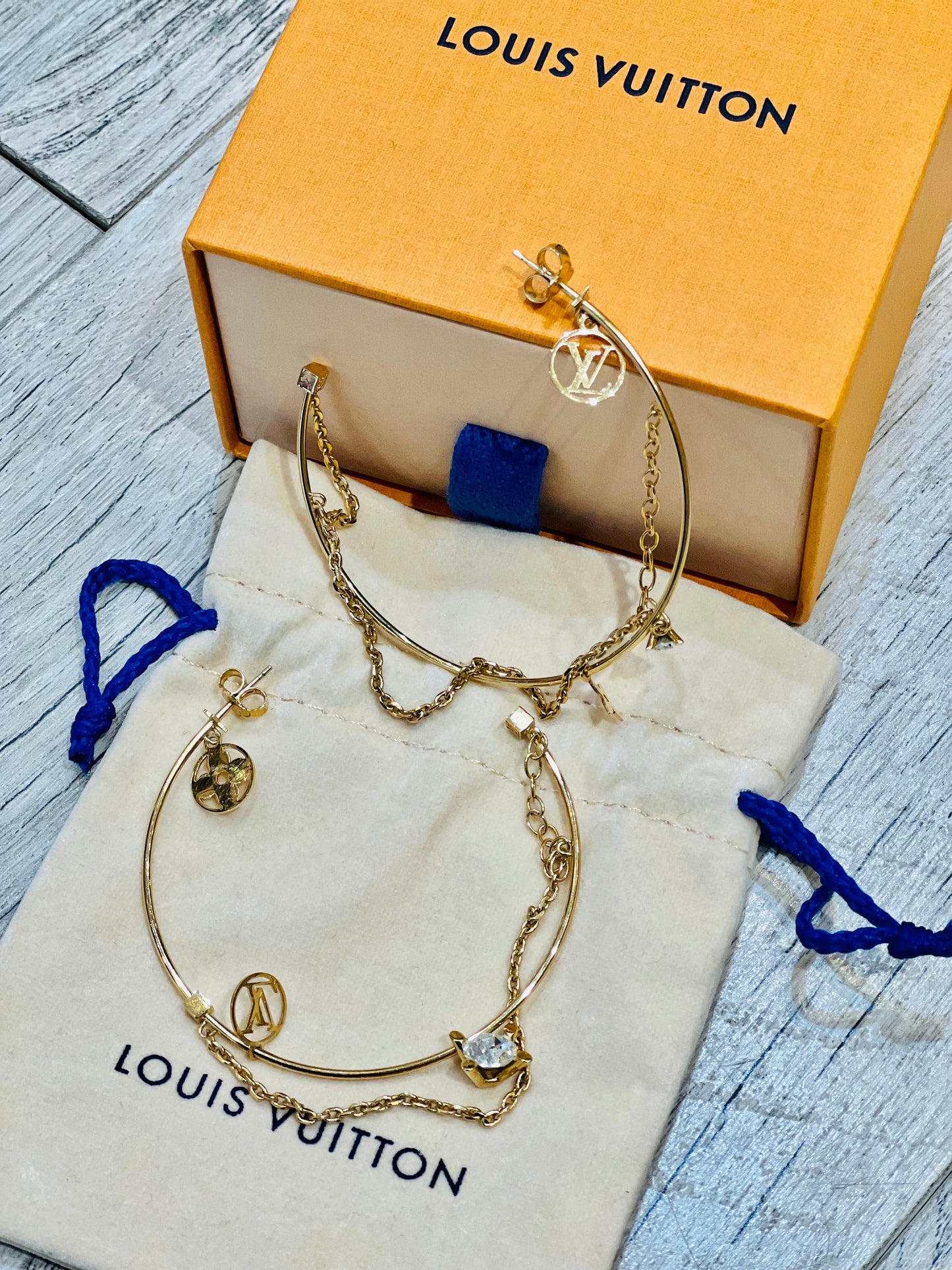 Louis Vuitton Monogram Hoops Earrings Charms & Chains