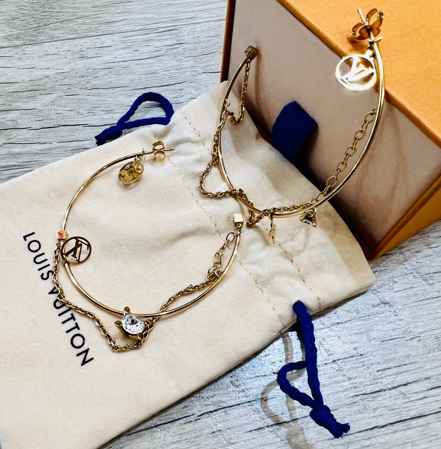 Louis Vuitton Monogram Hoops Earrings Charms & Chains
