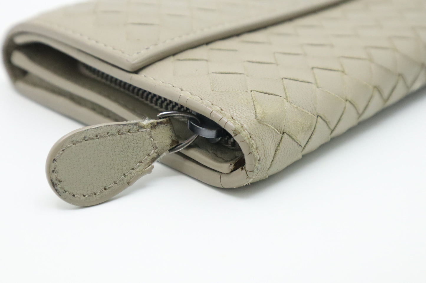 Bottega Long Wallet in Grey Intrecciato Leather