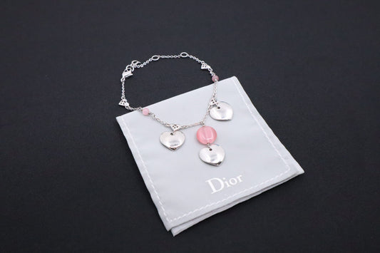 Dior Heart Bracelet with Pink Beads