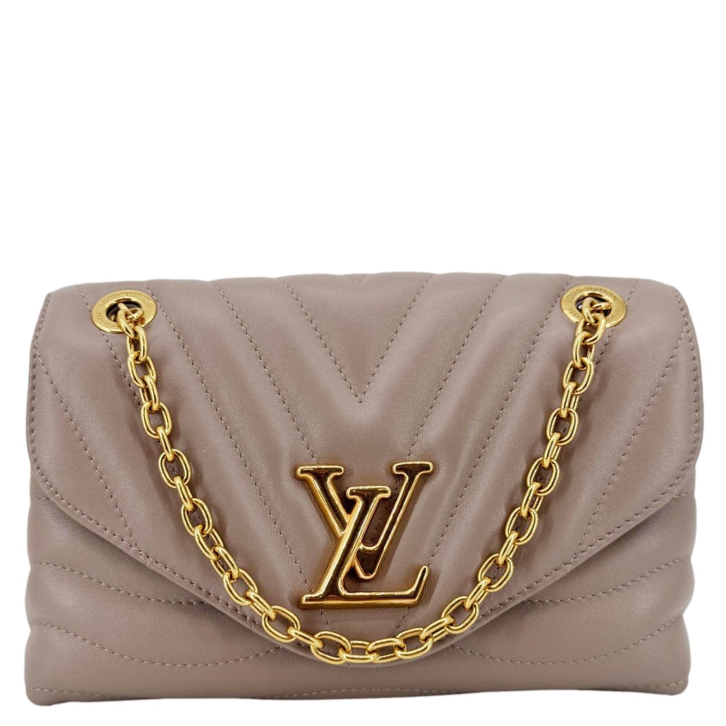LOUIS VUITTON New Wave Chain MM Calfskin Leather Shoulder Bag Beige