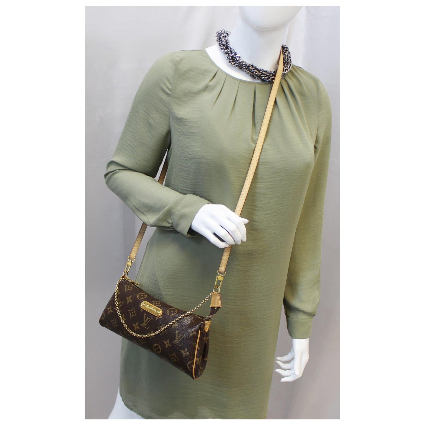 LOUIS VUITTON Pochette Eva Monogram Canvas Clutch Crossbody Bag