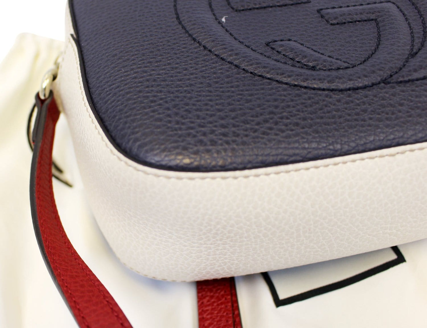 GUCCI Soho GG Navy Leather Crossbody Shoulder Bag