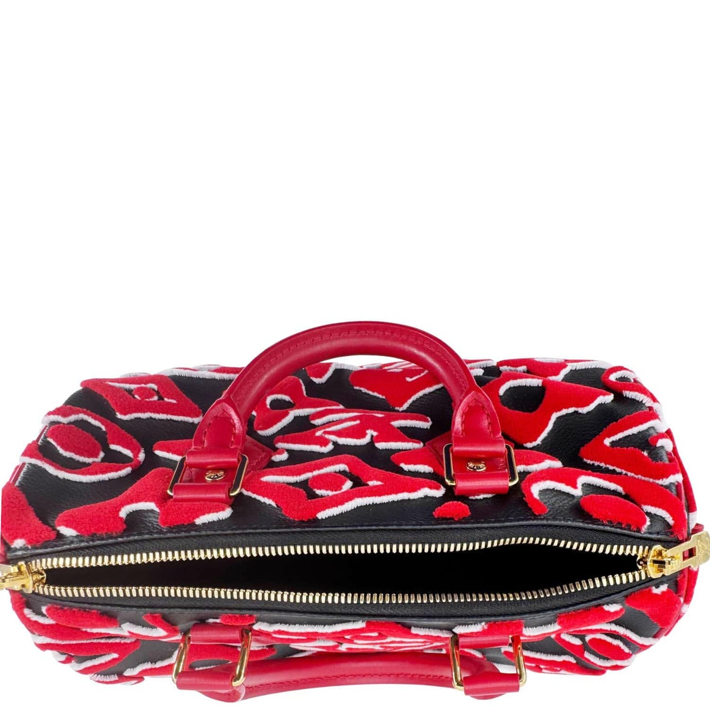 LOUIS VUITTON X UF Speedy Bandouliere 25  Tufted Monogram Satchel Bag Red