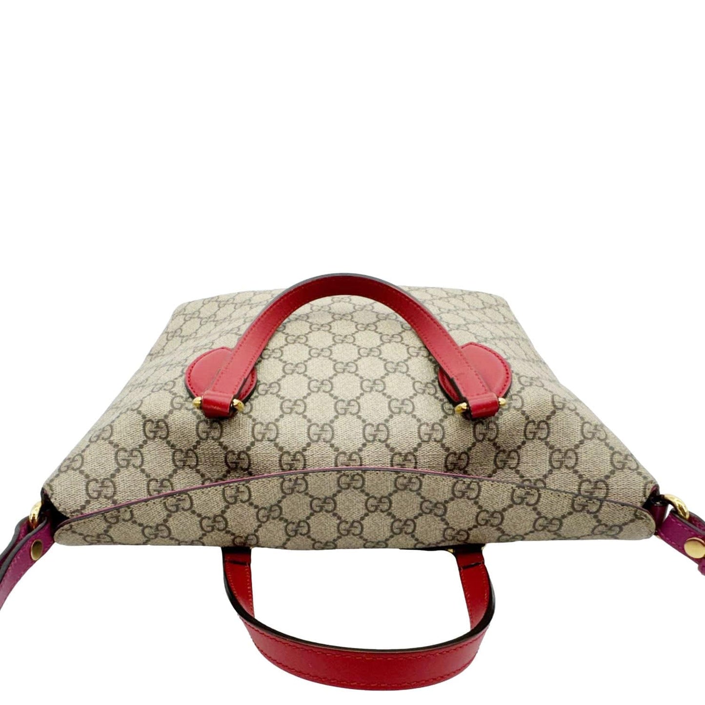 GUCCI Linea A Foldover GG Supreme Monogram Canvas Tote Bag Beige 429147