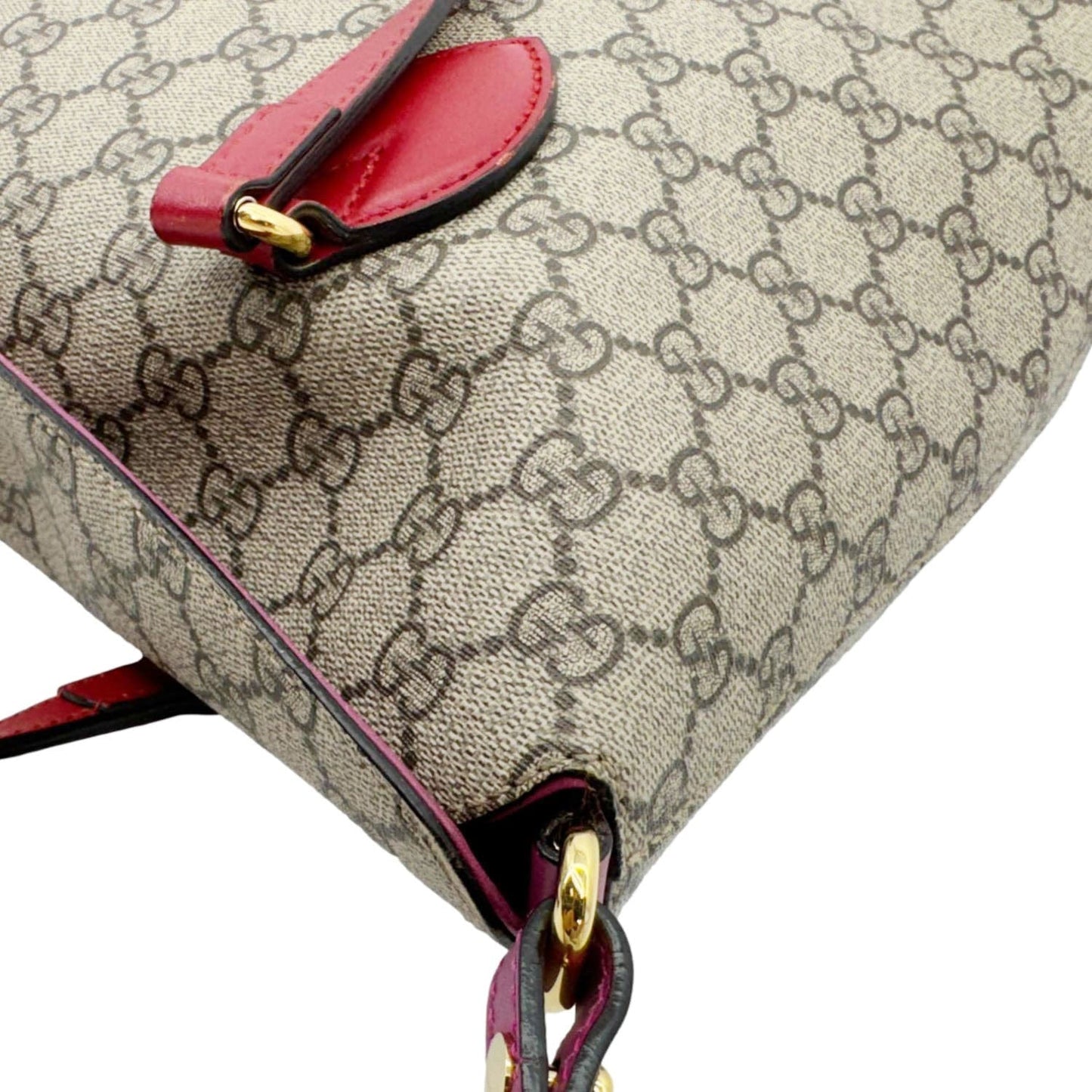 GUCCI Linea A Foldover GG Supreme Monogram Canvas Tote Bag Beige 429147
