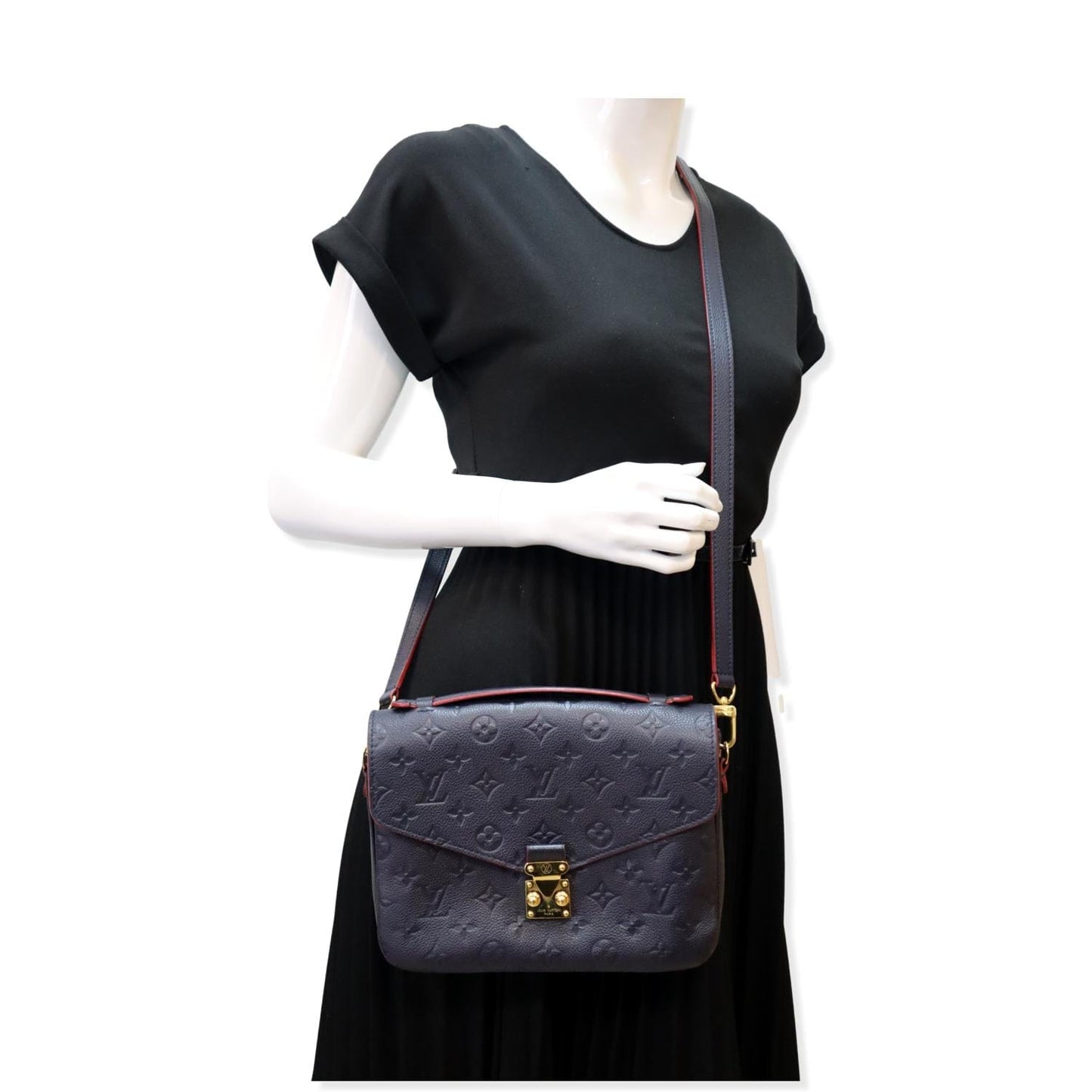 LOUIS VUITTON Metis Pochette Empreinte Leather Crossbody Bag Blue