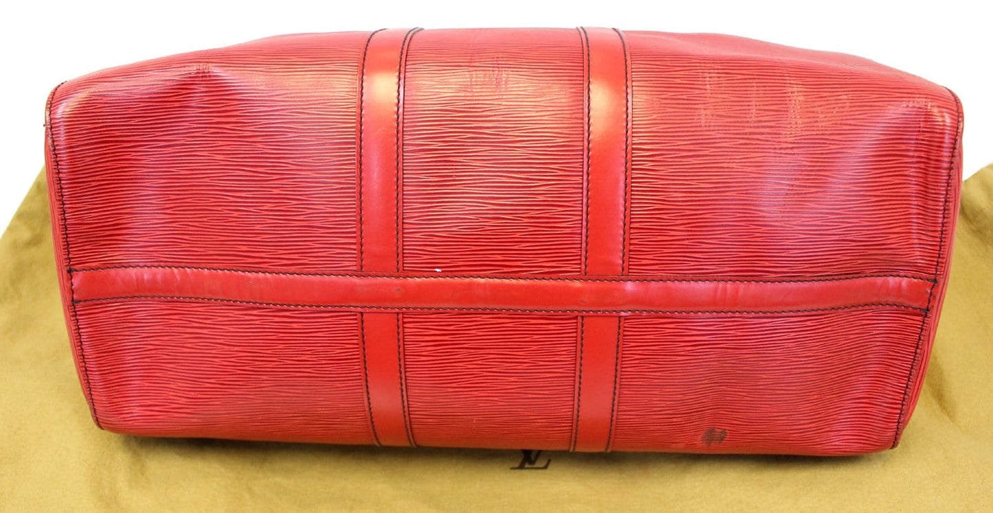 LOUIS VUITTON Epi Leather Red Keepall 45 Boston Bag