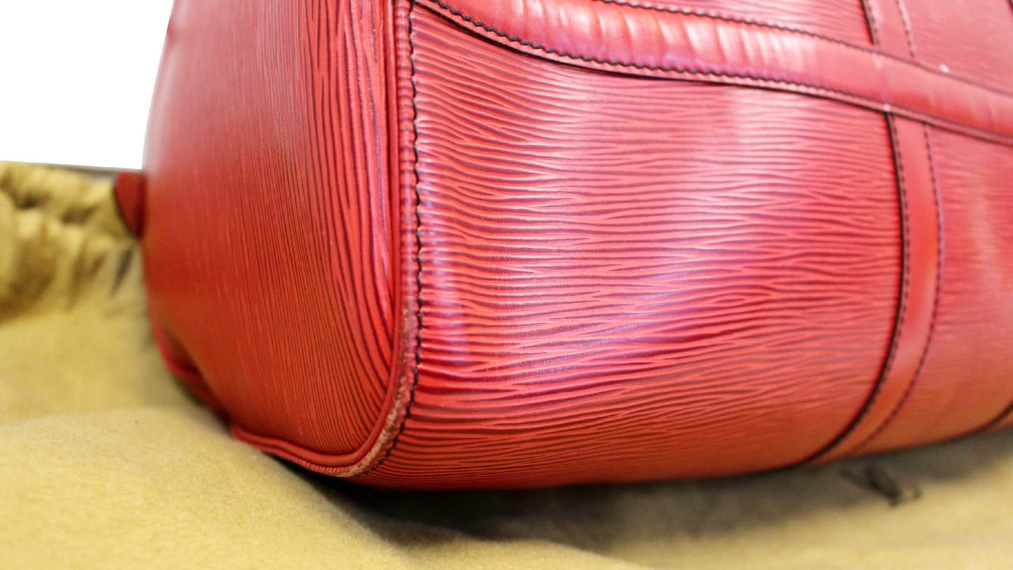 LOUIS VUITTON Epi Leather Red Keepall 45 Boston Bag