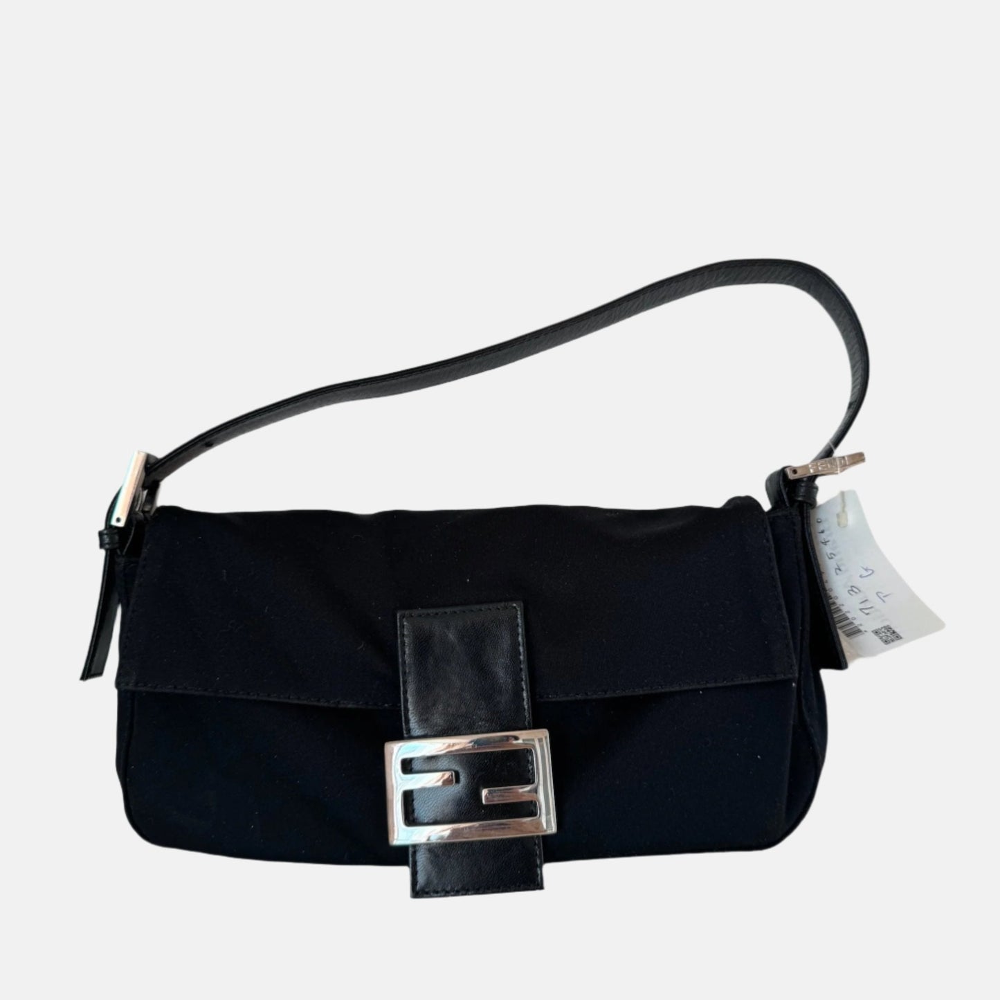FENDI Baguette Vintage Black Cloth Silver Hardware