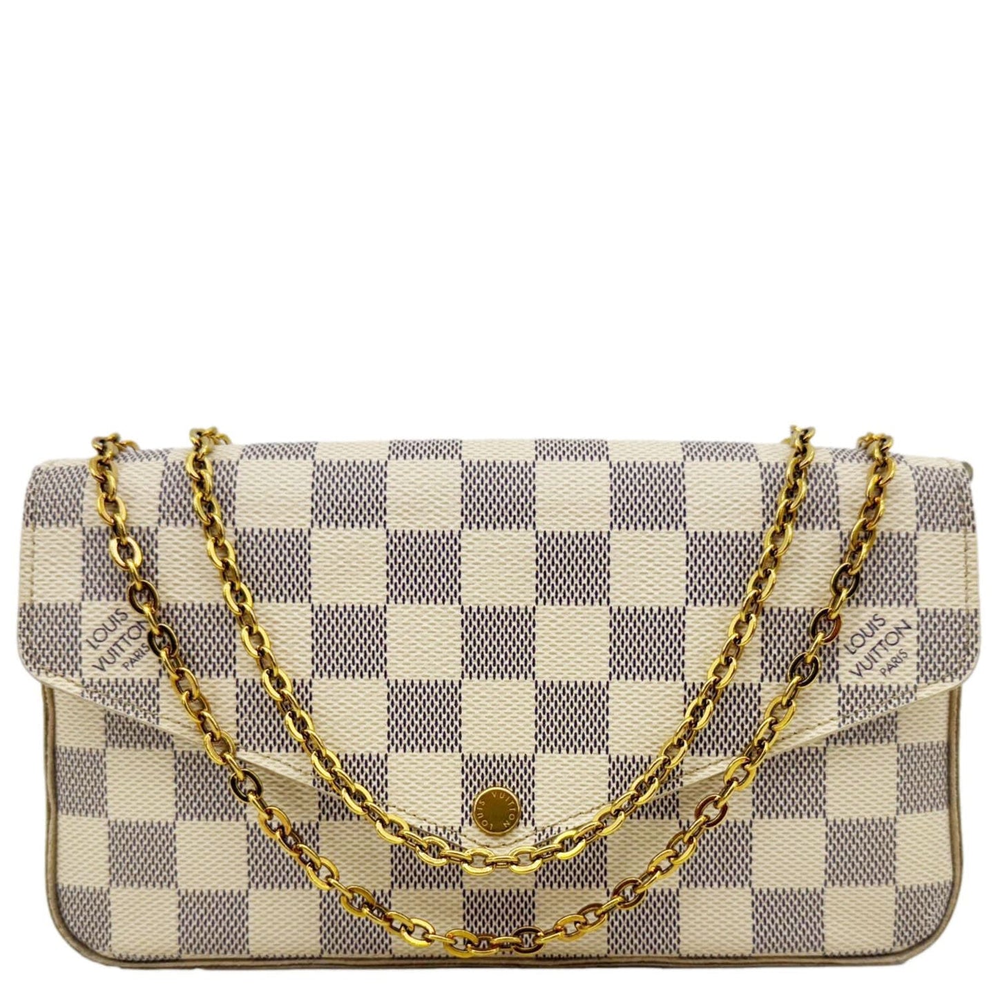 LOUIS VUITTON Felicie Pochette Damier Azur Crossbody Bag Rose Ballerine