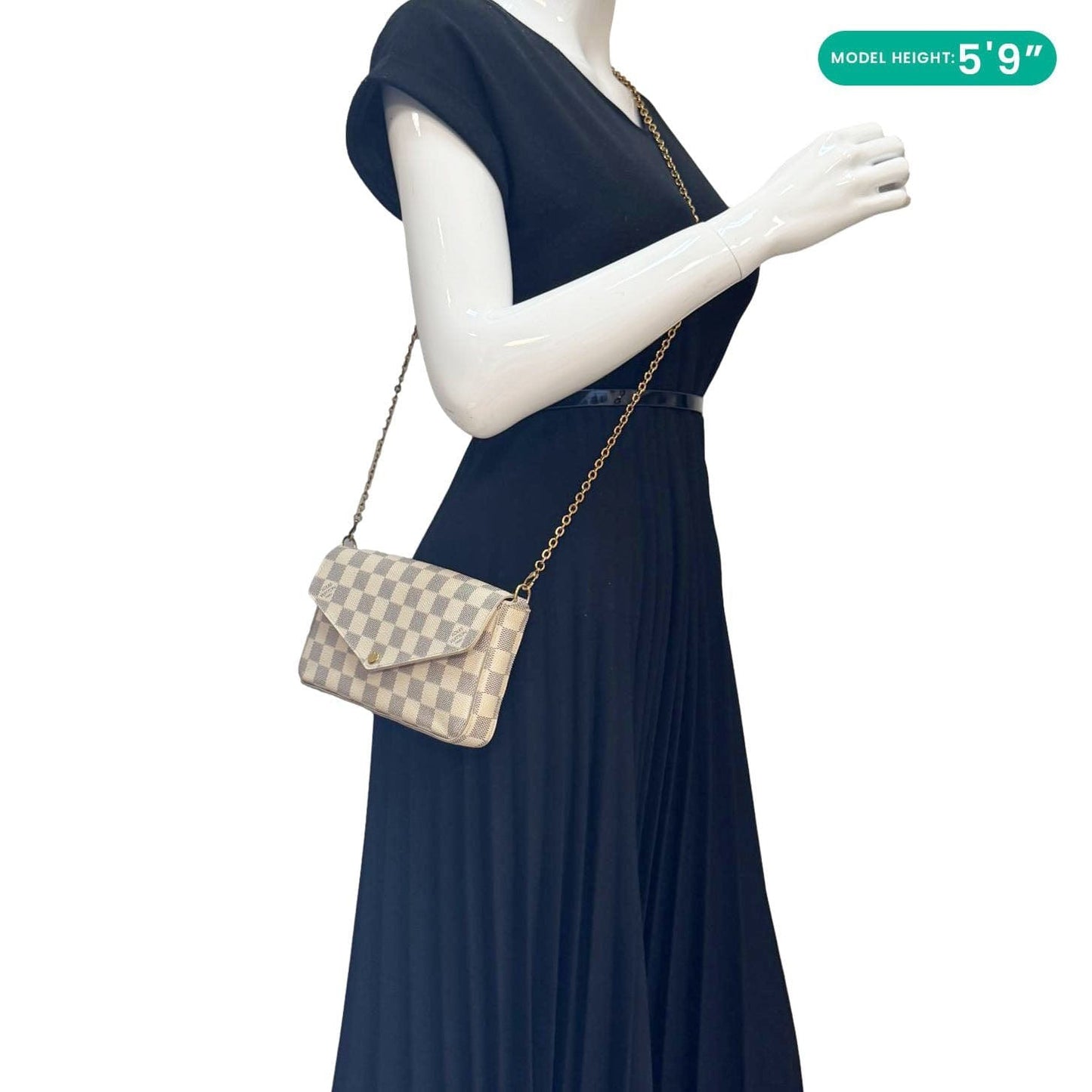 LOUIS VUITTON Felicie Pochette Damier Azur Crossbody Bag Rose Ballerine