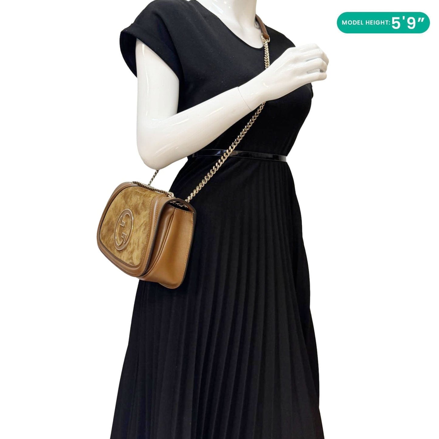 GUCCI Blondie Medium Suede Shoulder Bag Brown 815715