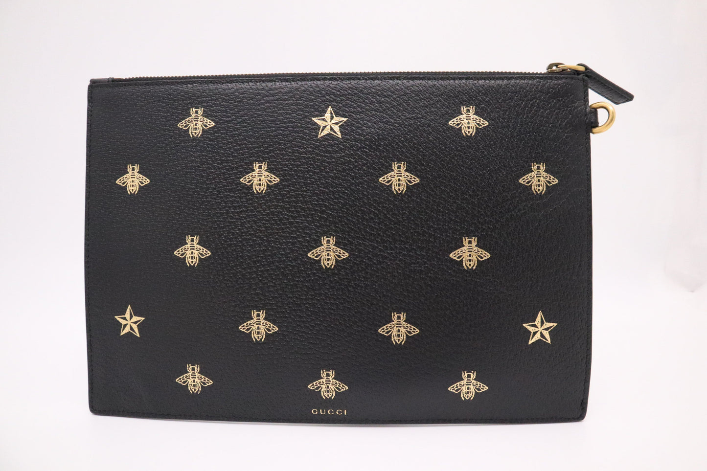 Gucci Bee Clutch in Black Leather