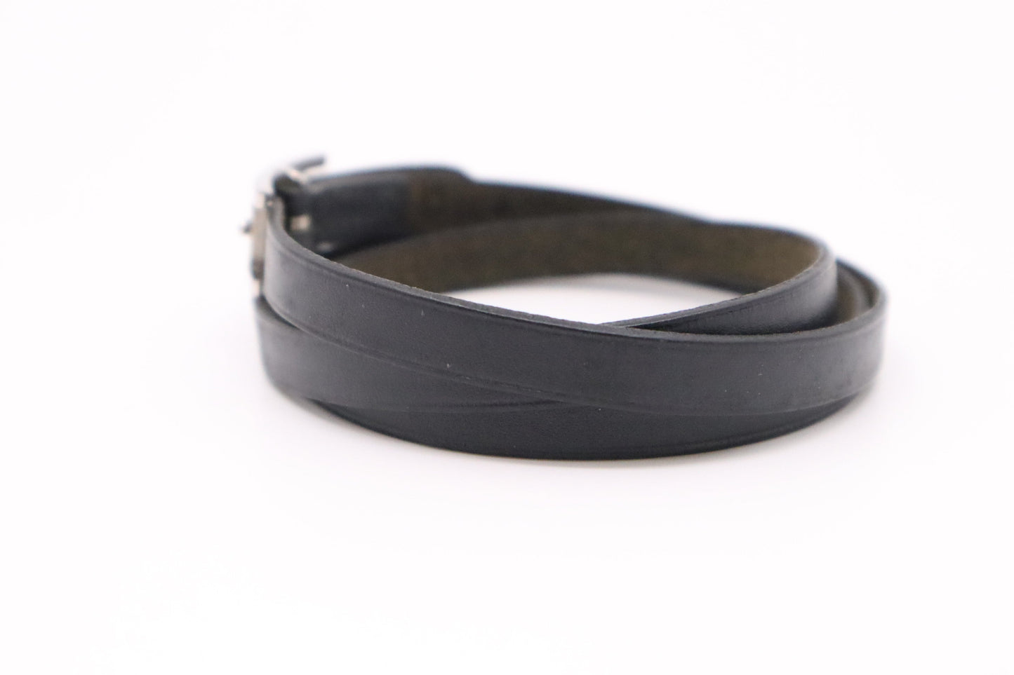 Hermes Double Tour Bracelet in Black Leather