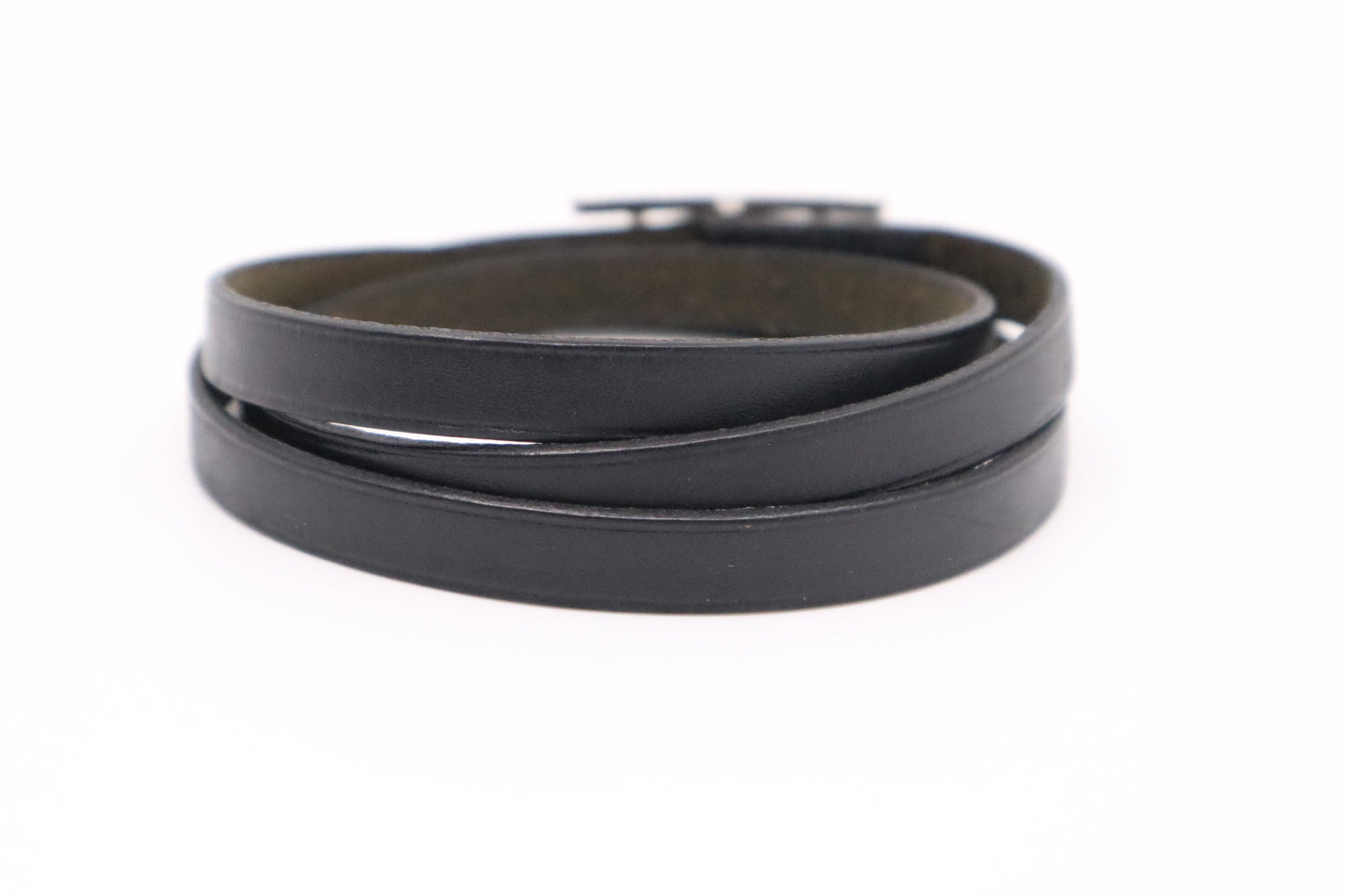 Hermes Double Tour Bracelet in Black Leather