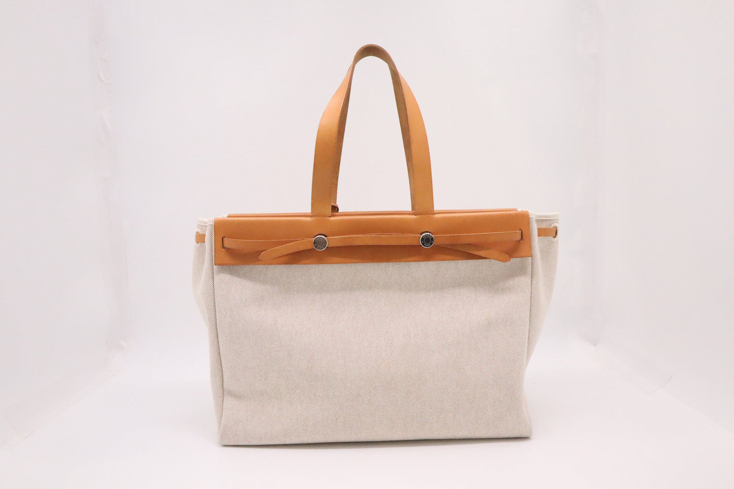 Hermes Herbag Cabas in White Canvas