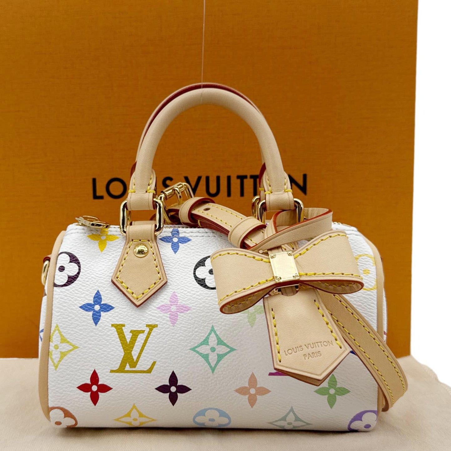 LOUIS VUITTON LV X TM Nano Speedy Monogram Multicolor Canvas Shoulder Bag White