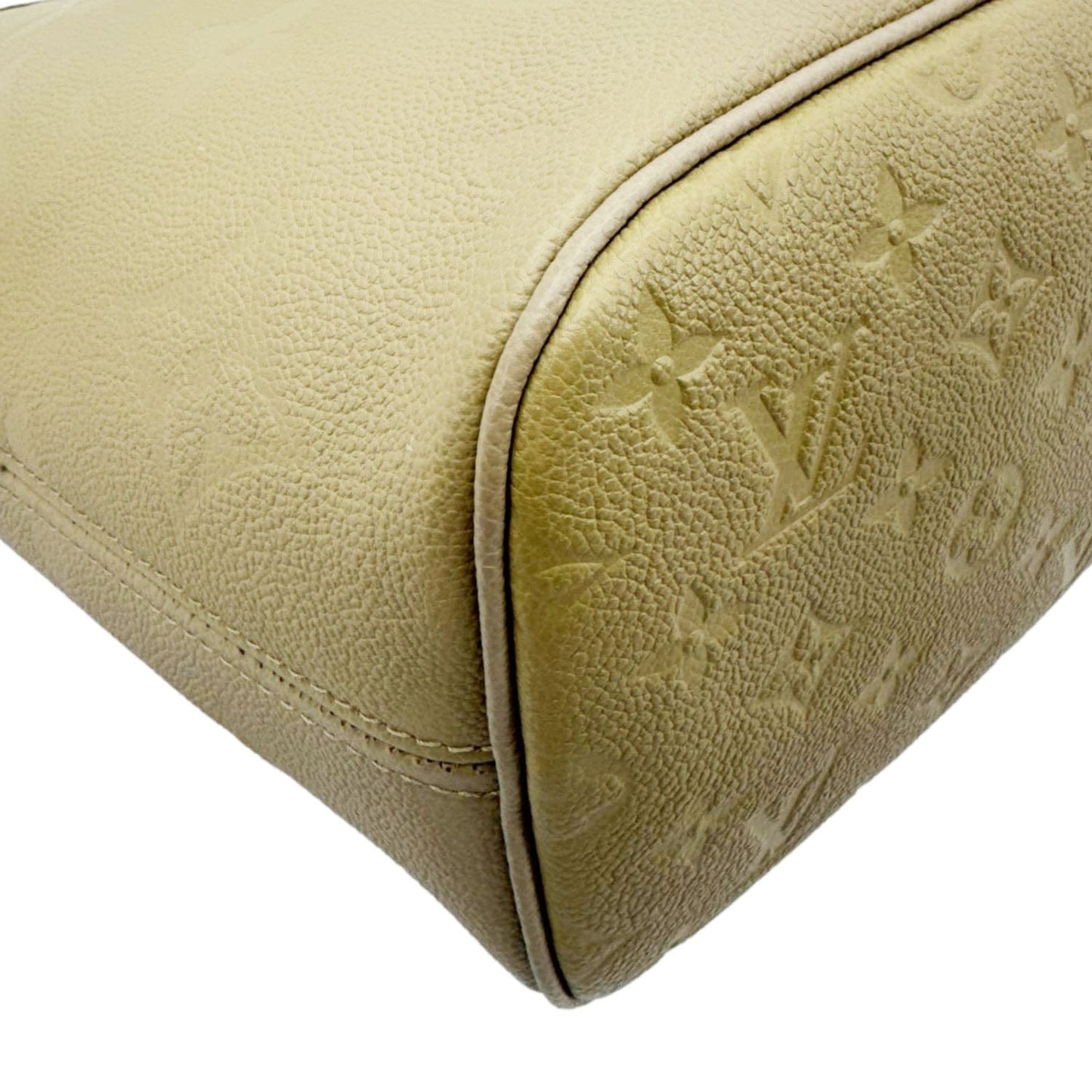 LOUIS VUITTON Neverfull MM Empreinte Leather Tote Shoulder Bag Beige