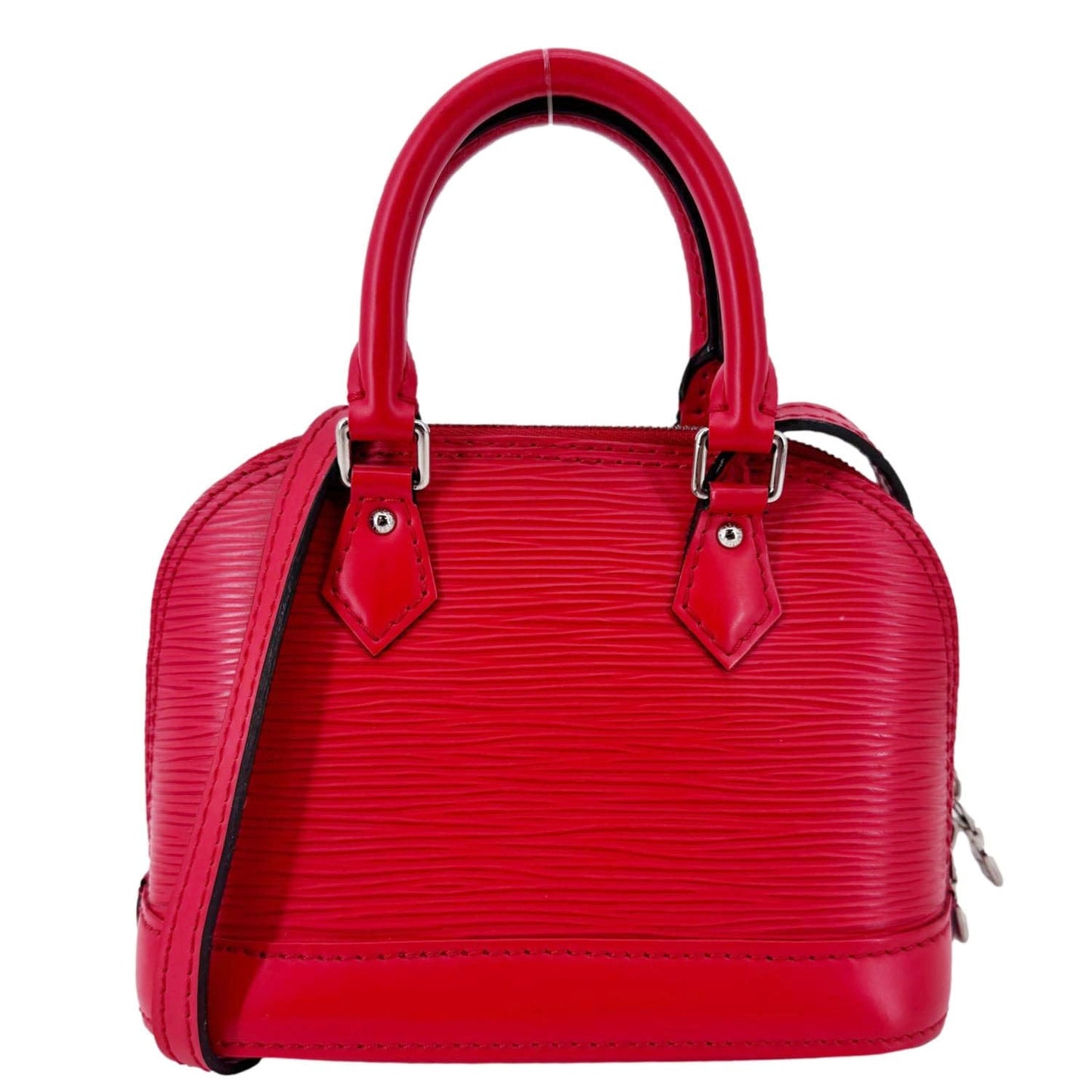 LOUIS VUITTON Nano Alma Epi Leather Satchel Bag Red