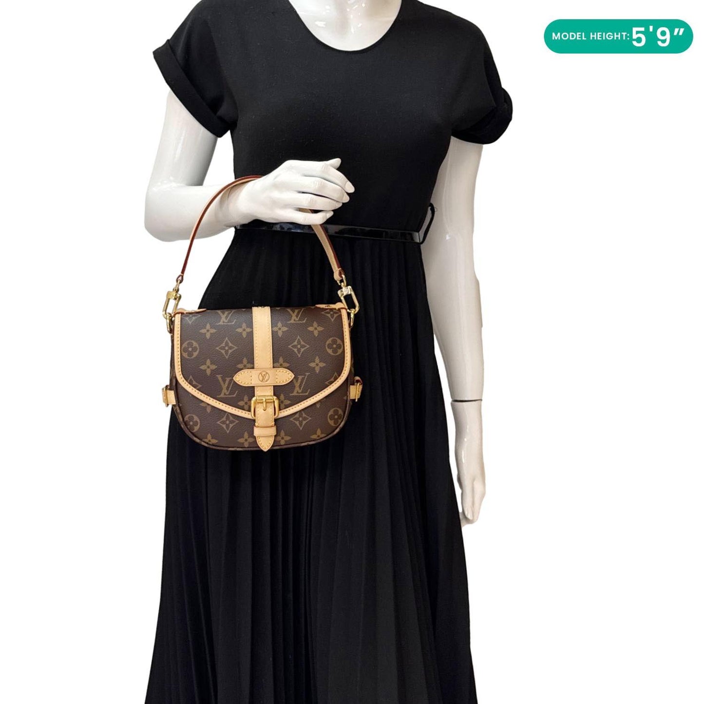 LOUIS VUITTON Saumur BB Monogram Canvas Shoulder Bag Brown