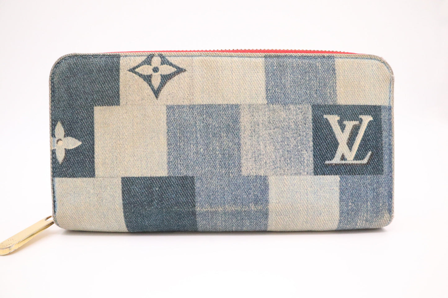 Louis Vuitton Patchwork Long Zippy Wallet in Blue Denim