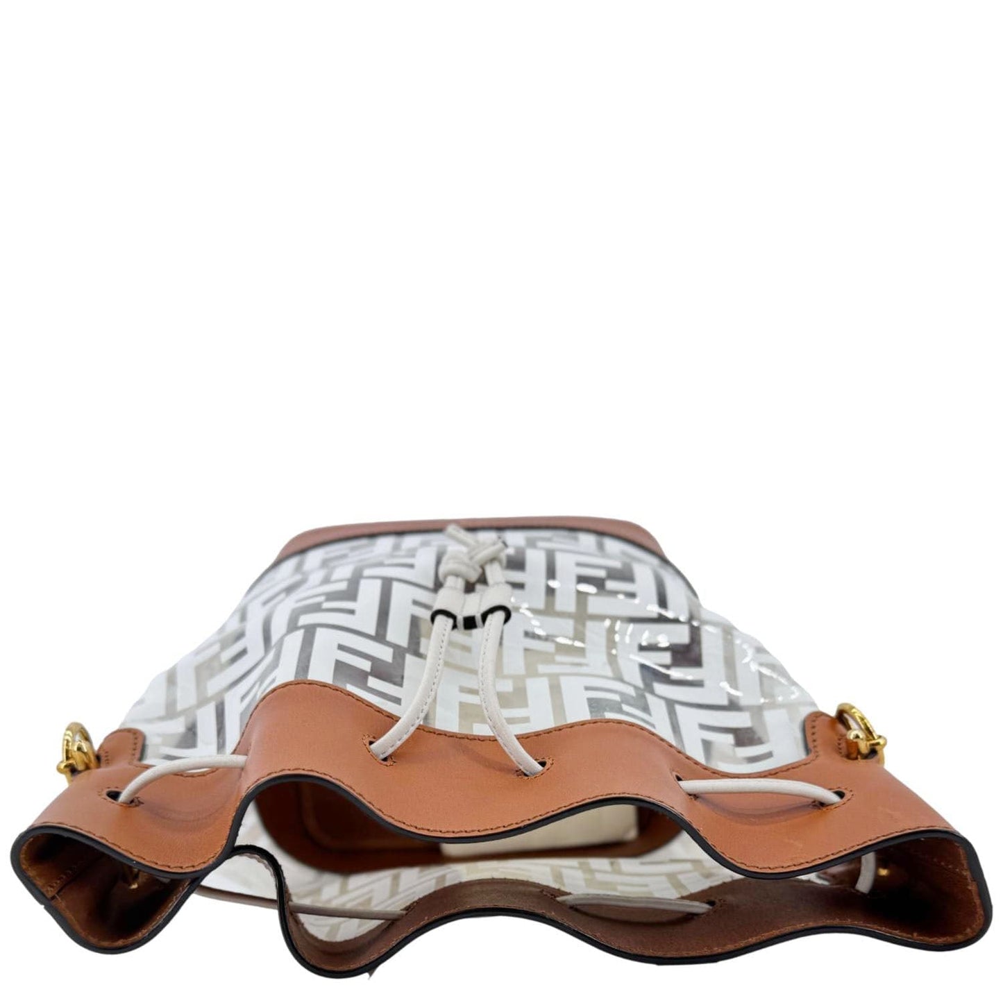 FENDI Mon Tresor TPU FF Vitello Aura F Drawstring Bucket Bag White