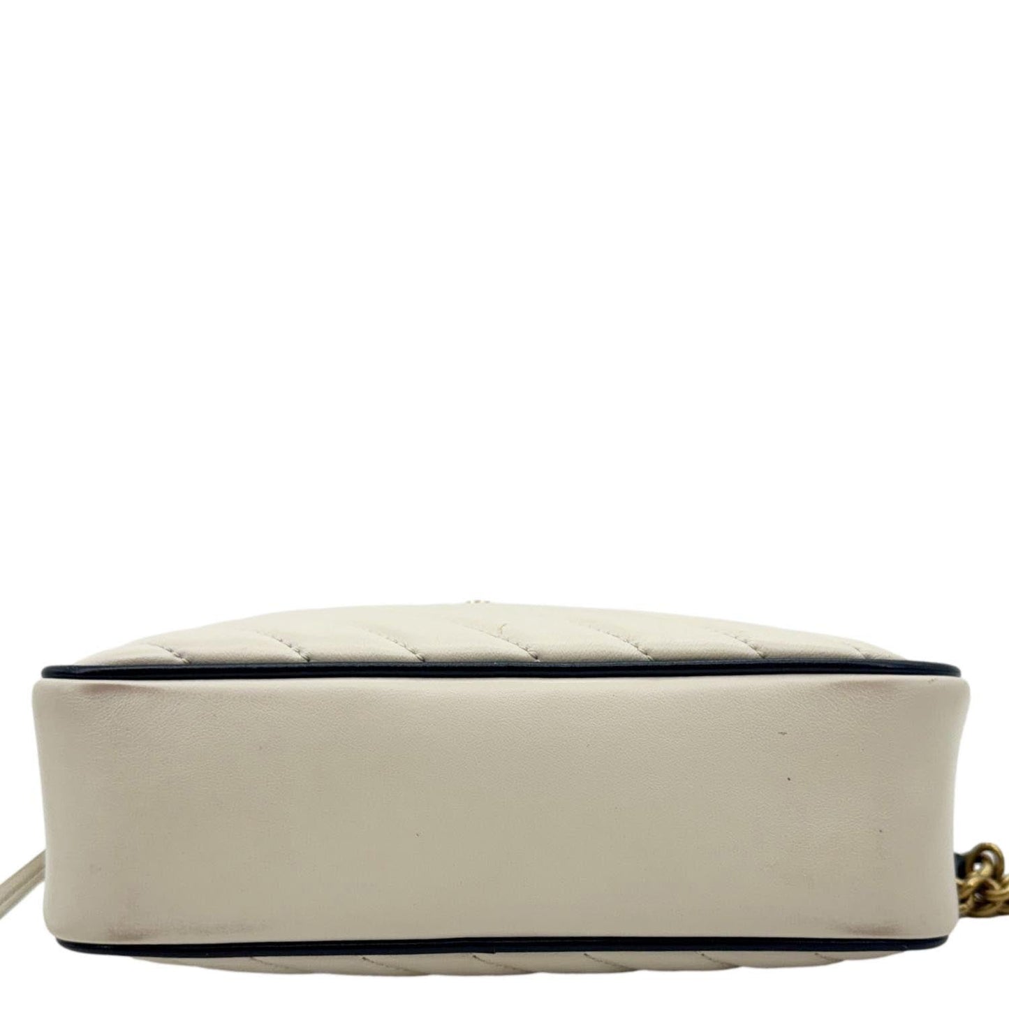GUCCI GG Marmont Small Diagonal Matelasse Calfskin Leather Camera Bag Off White 447632