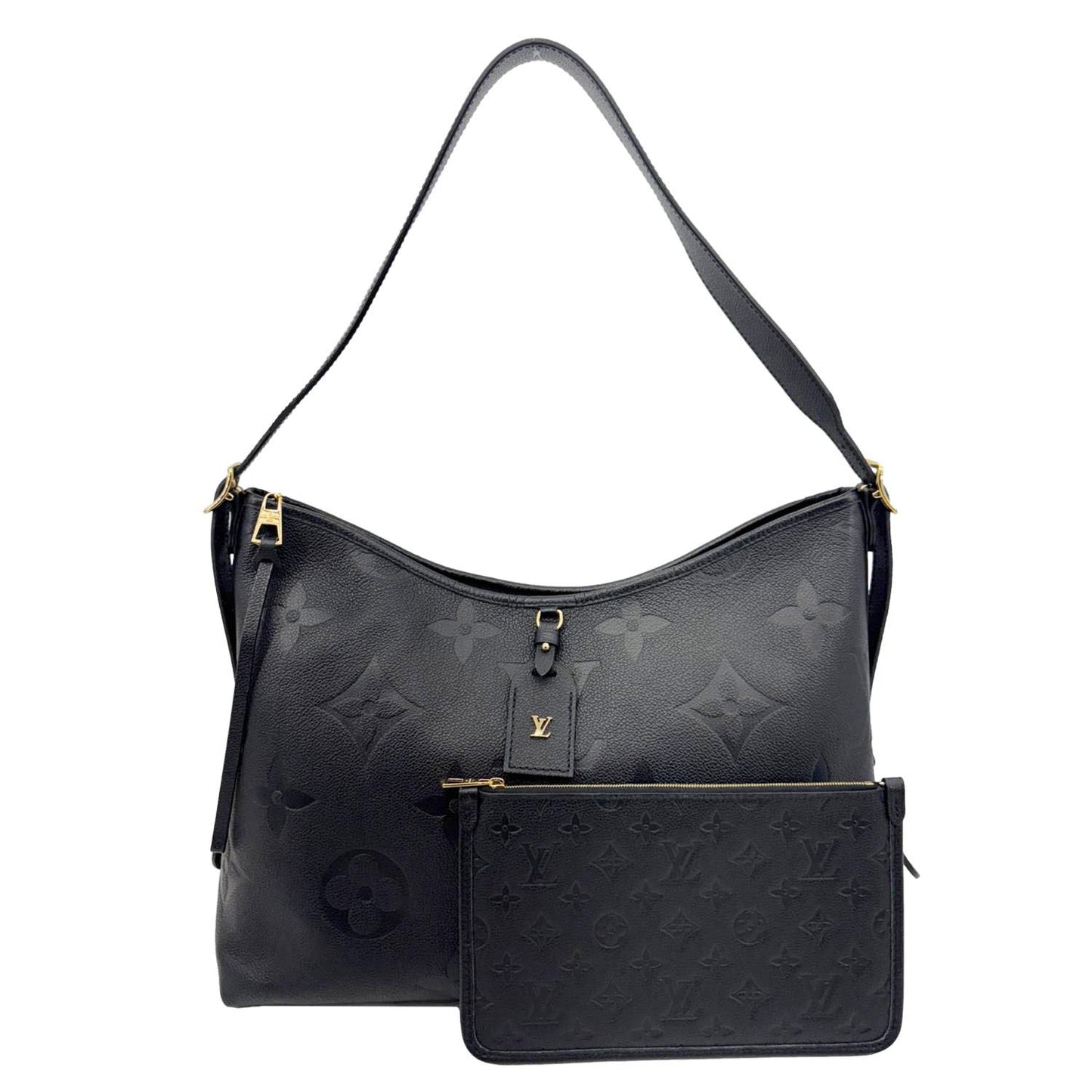 LOUIS VUITTON Carryall MM Monogram Empreinte Leather Shoulder Bag Black